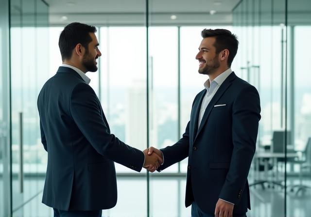 Candidate shaking hands with interviewer in a modern Dutch office setting
